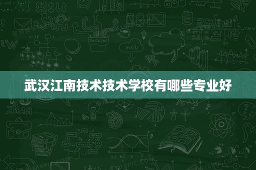 武汉江南技术技术学校有哪些专业好