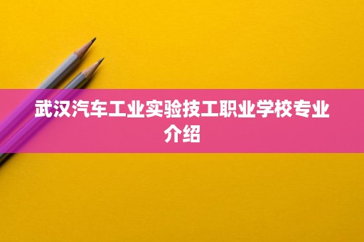 武汉汽车工业实验技工职业学校专业介绍