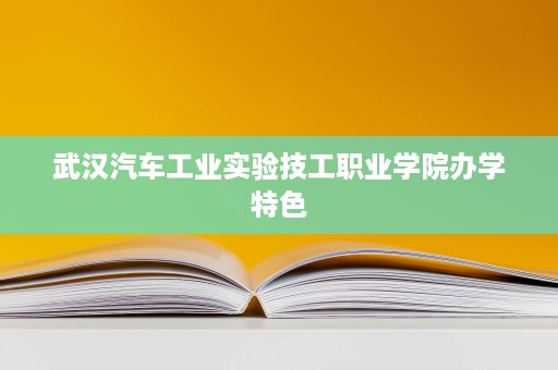 武汉汽车工业实验技工职业学院办学特色