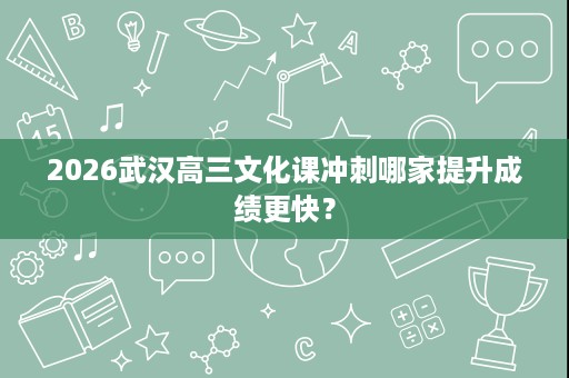 2026武汉高三文化课冲刺哪家提升成绩更快？