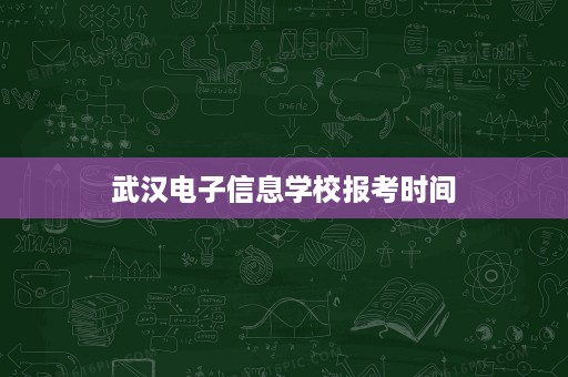 武汉电子信息学校报考时间