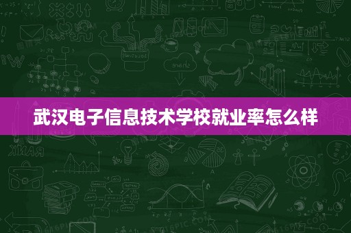 武汉电子信息技术学校就业率怎么样