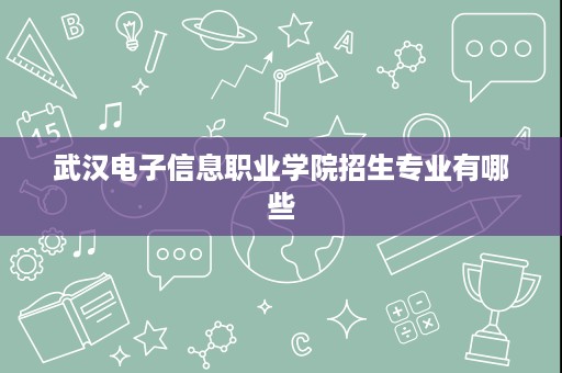 武汉电子信息职业学院招生专业有哪些