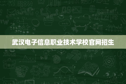 武汉电子信息职业技术学校官网招生