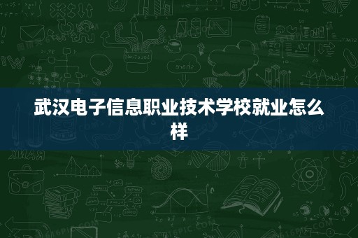 武汉电子信息职业技术学校就业怎么样