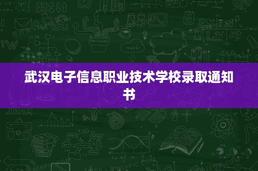 武汉电子信息职业技术学校录取通知书
