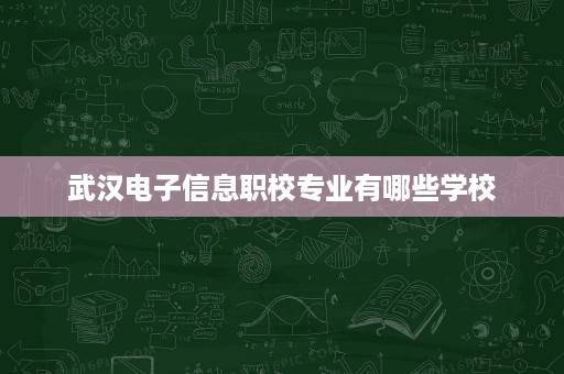 武汉电子信息职校专业有哪些学校