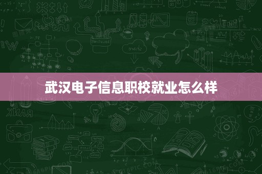 武汉电子信息职校就业怎么样