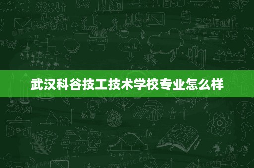 武汉科谷技工技术学校专业怎么样