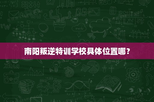 南阳叛逆特训学校具体位置哪？