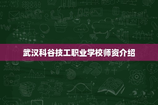 武汉科谷技工职业学校师资介绍
