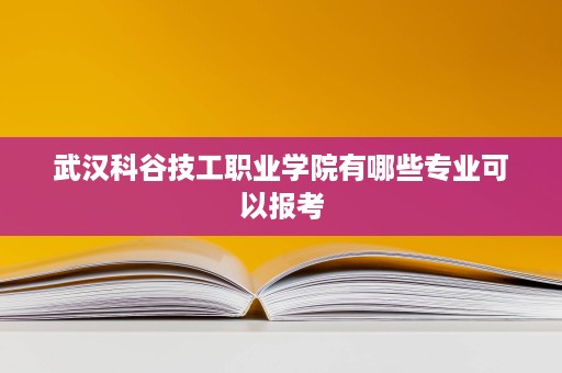 武汉科谷技工职业学院有哪些专业可以报考