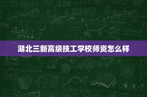 湖北三新高级技工学校师资怎么样