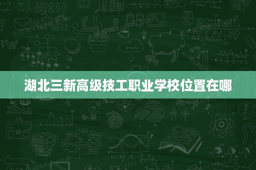 湖北三新高级技工职业学校位置在哪