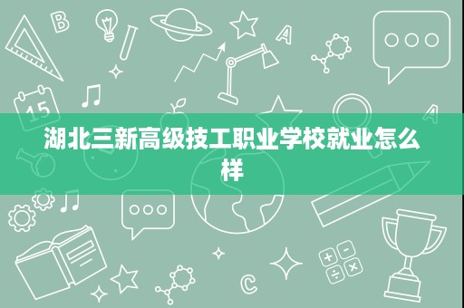 湖北三新高级技工职业学校就业怎么样