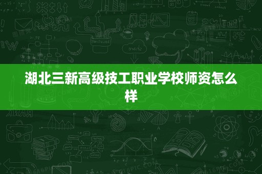 湖北三新高级技工职业学校师资怎么样