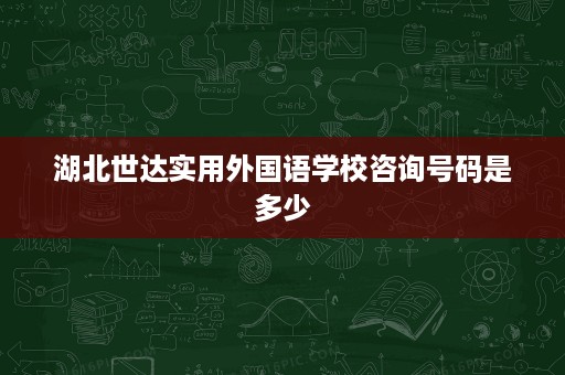 湖北世达实用外国语学校咨询号码是多少