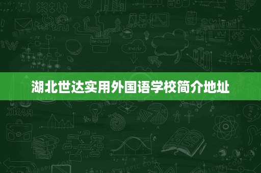 湖北世达实用外国语学校简介地址