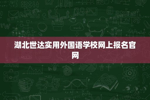 湖北世达实用外国语学校网上报名官网