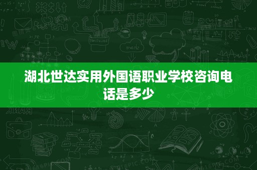 湖北世达实用外国语职业学校咨询电话是多少