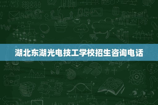 湖北东湖光电技工学校招生咨询电话