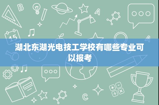 湖北东湖光电技工学校有哪些专业可以报考