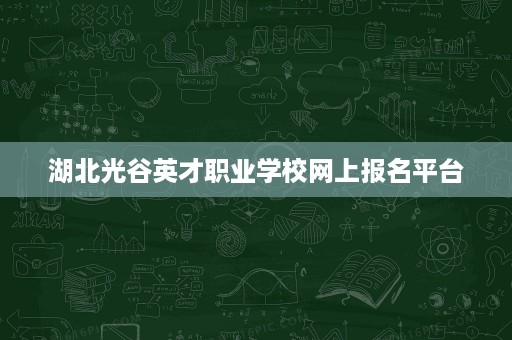 湖北光谷英才职业学校网上报名平台