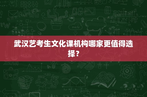 武汉艺考生文化课机构哪家更值得选择？