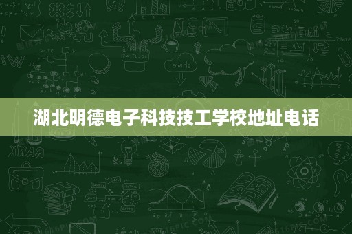 湖北明德电子科技技工学校地址电话