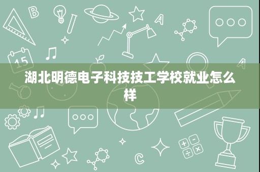 湖北明德电子科技技工学校就业怎么样