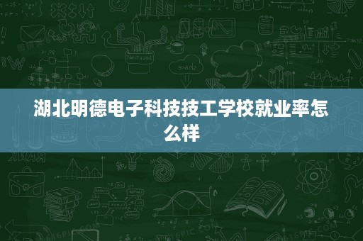湖北明德电子科技技工学校就业率怎么样