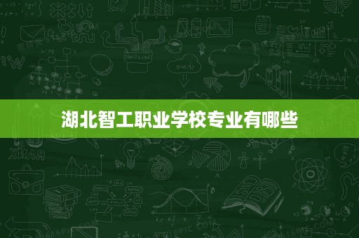 湖北智工职业学校专业有哪些