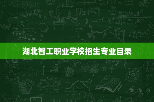 湖北智工职业学校招生专业目录