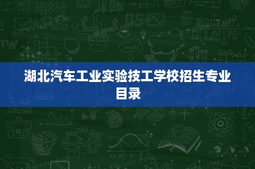 湖北汽车工业实验技工学校招生专业目录