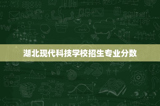 湖北现代科技学校招生专业分数