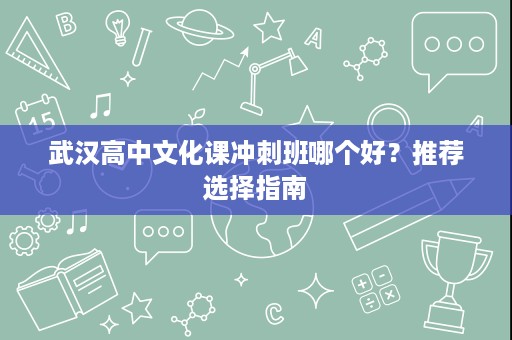 武汉高中文化课冲刺班哪个好？推荐选择指南
