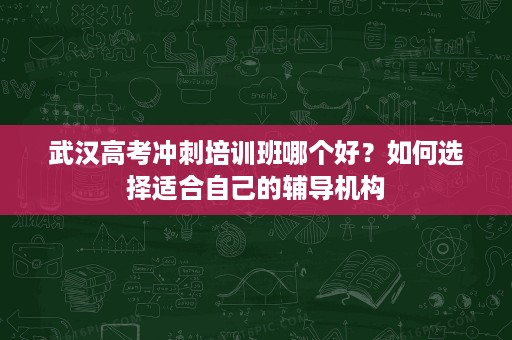 武汉高考冲刺培训班哪个好？如何选择适合自己的辅导机构