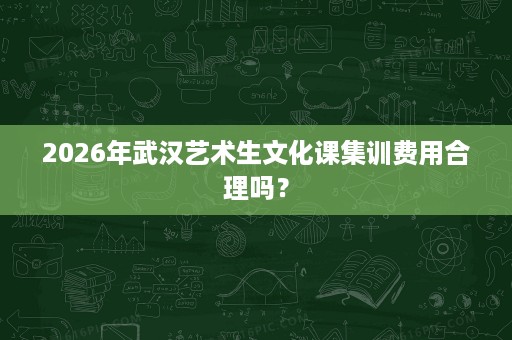 2026年武汉艺术生文化课集训费用合理吗？
