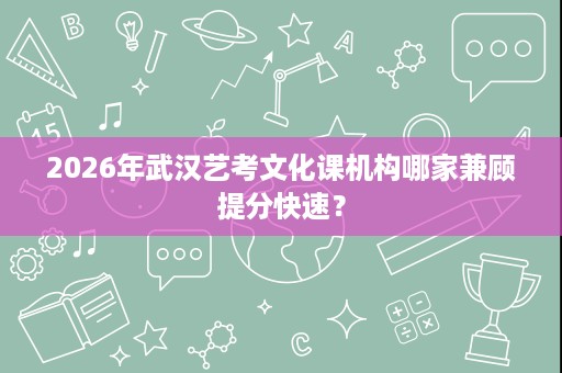 2026年武汉艺考文化课机构哪家兼顾提分快速？