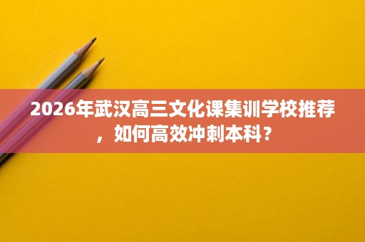 2026年武汉高三文化课集训学校推荐，如何高效冲刺本科？