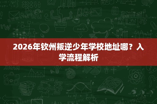 2026年钦州叛逆少年学校地址哪？入学流程解析