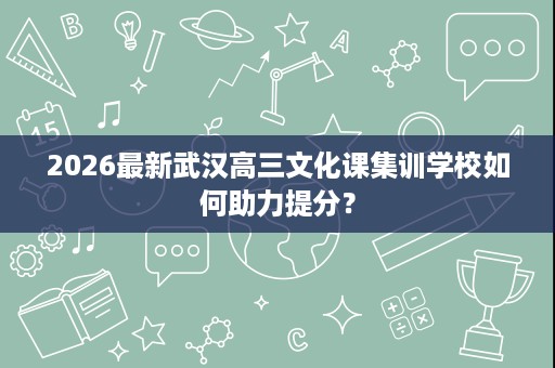 2026最新武汉高三文化课集训学校如何助力提分？