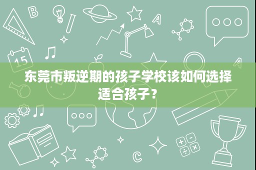 东莞市叛逆期的孩子学校该如何选择适合孩子？