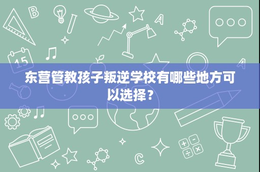 东营管教孩子叛逆学校有哪些地方可以选择？