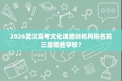 2026武汉高考文化课培训机构排名前三是哪些学校？