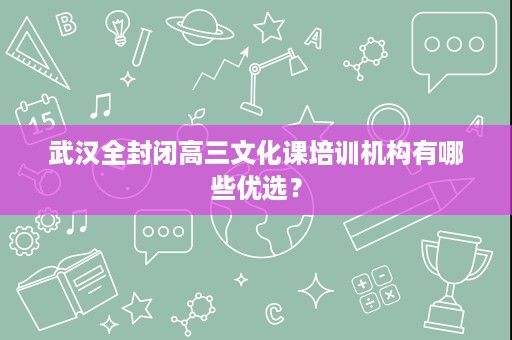 武汉全封闭高三文化课培训机构有哪些优选？