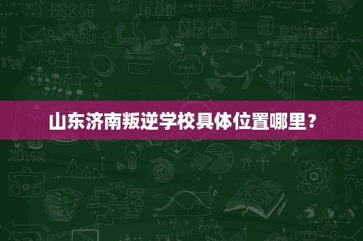 山东济南叛逆学校具体位置哪里？