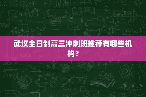 武汉全日制高三冲刺班推荐有哪些机构？