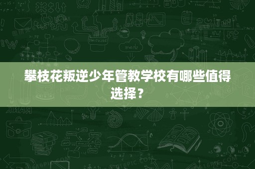 攀枝花叛逆少年管教学校有哪些值得选择？