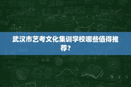 武汉市艺考文化集训学校哪些值得推荐？